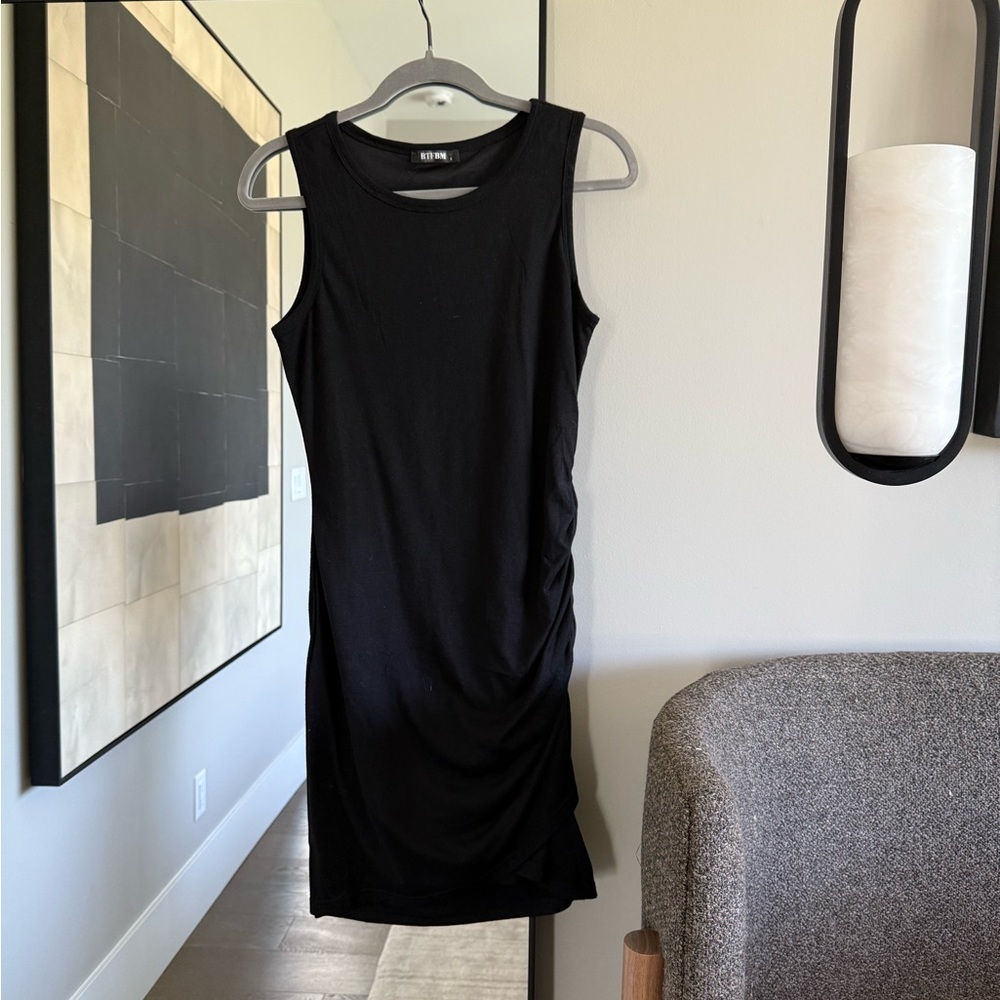 Black Tank Dress Ruching on Side